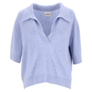 Khaite Shrunken Jo Polo Sweater in Light Blue Cashmere