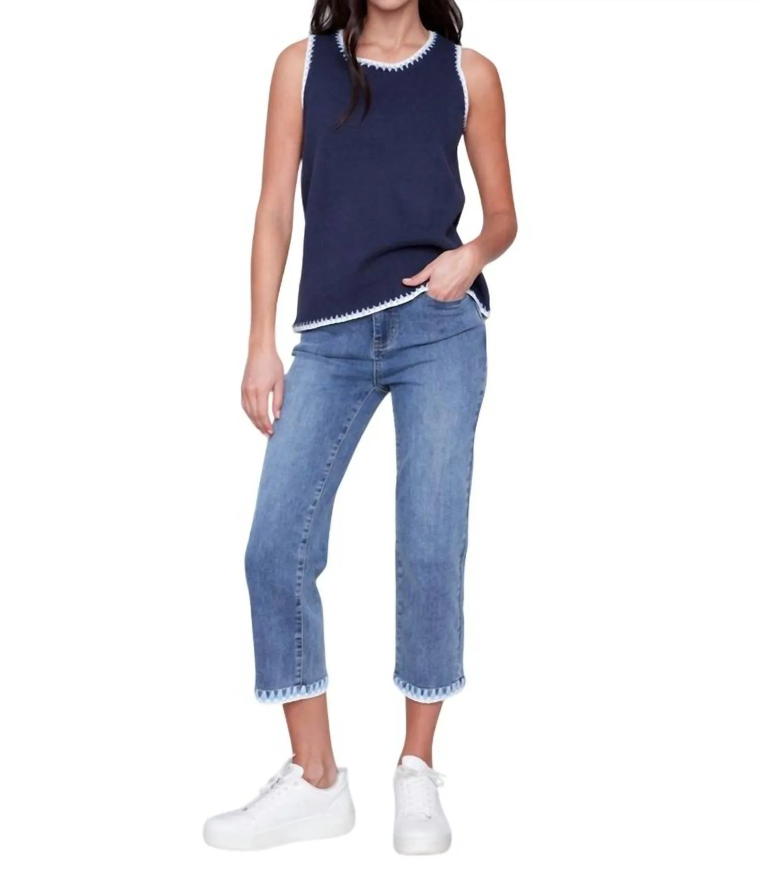 Knit Cami Top In Navy