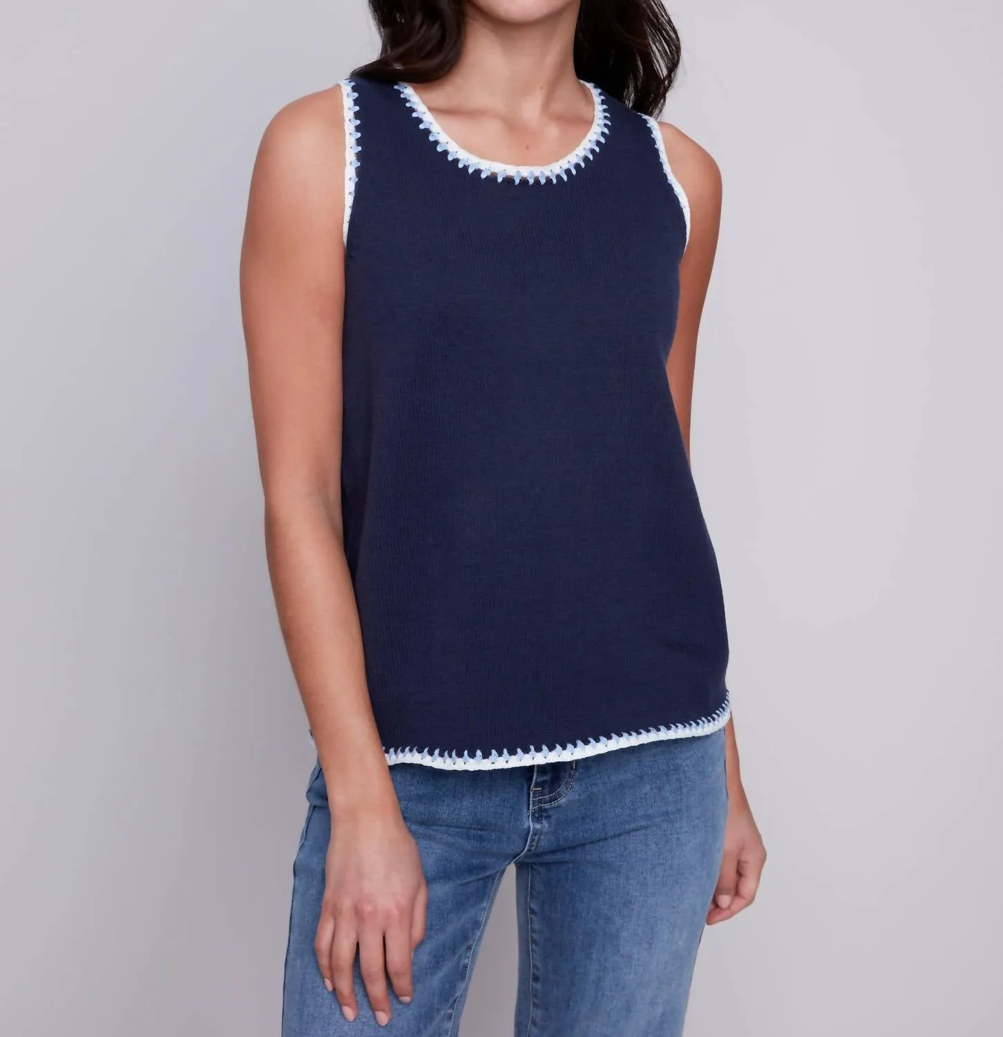 Knit Cami Top In Navy