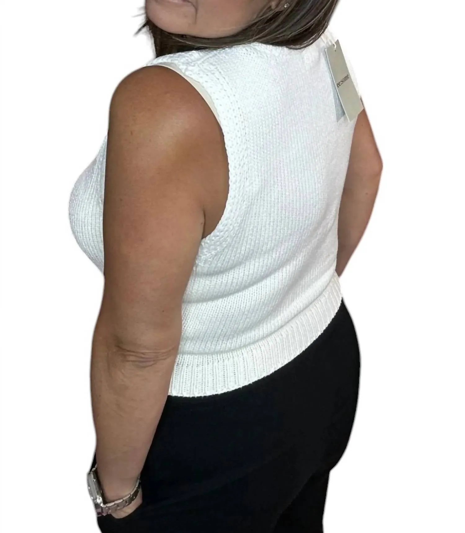Knit Cropped Tank Sweater In White