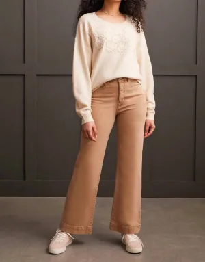 Knit Floral Sweater In Moonstone