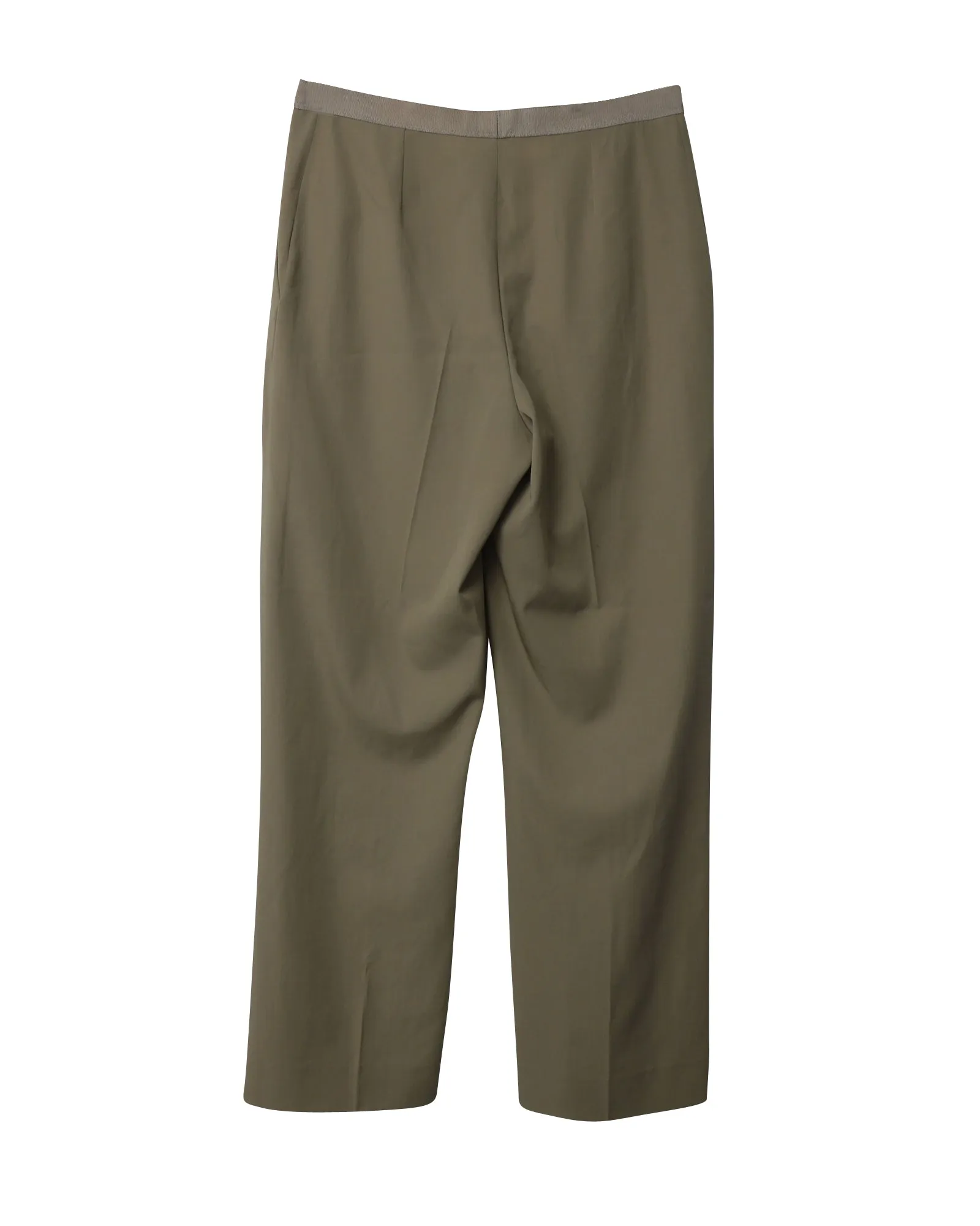 Lanvin Grosgain Waist Trousers in Beige Wool