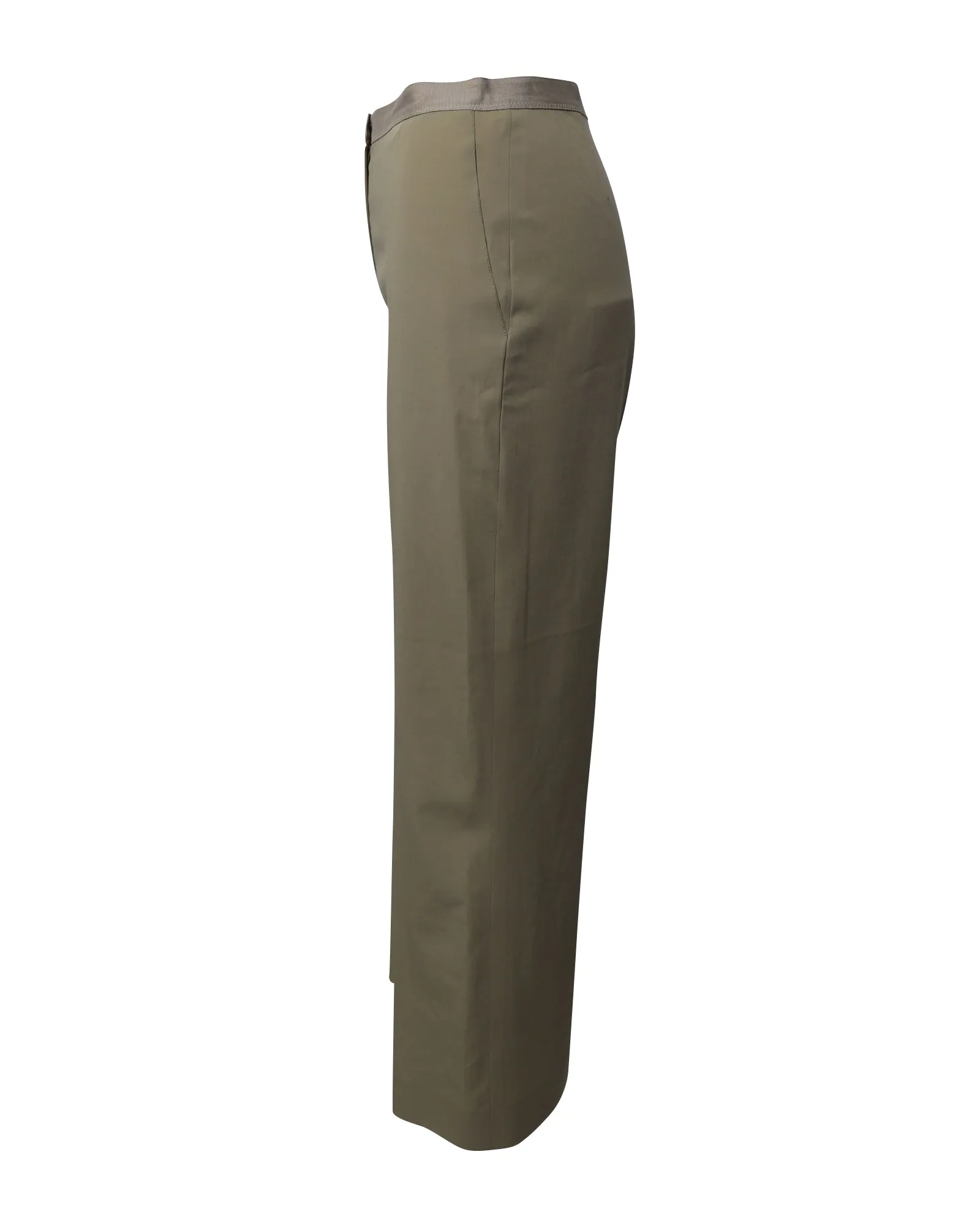 Lanvin Grosgain Waist Trousers in Beige Wool