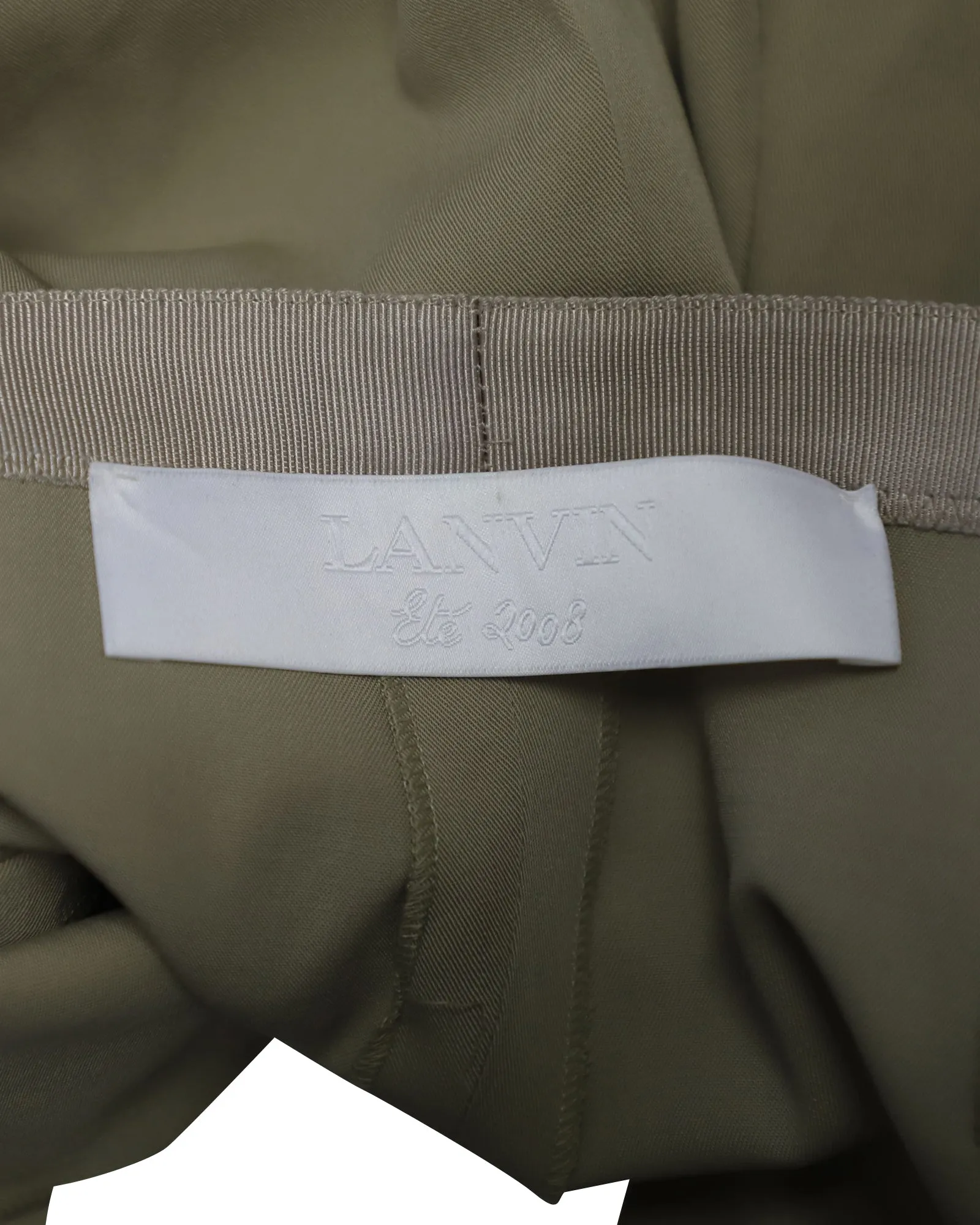 Lanvin Grosgain Waist Trousers in Beige Wool