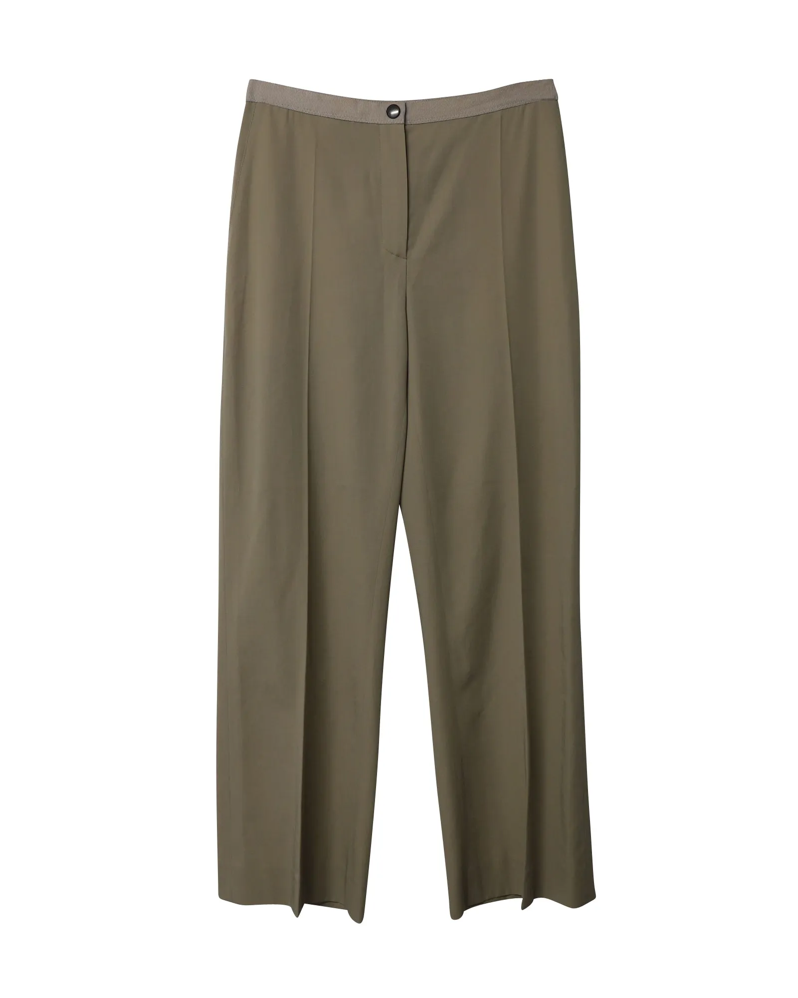 Lanvin Grosgain Waist Trousers in Beige Wool