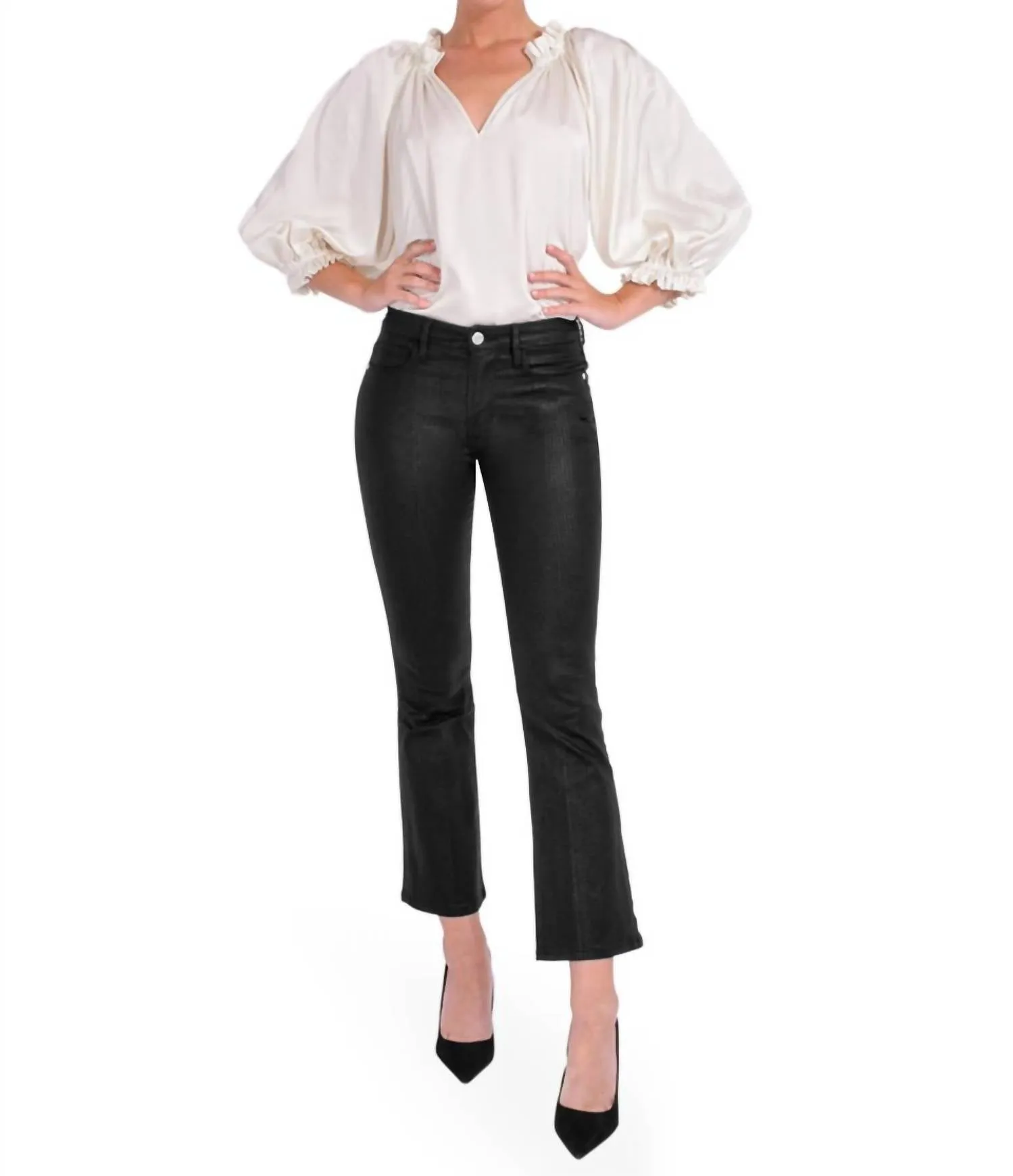 Le Crop Mini Boot Pant In Houndstooth Shine