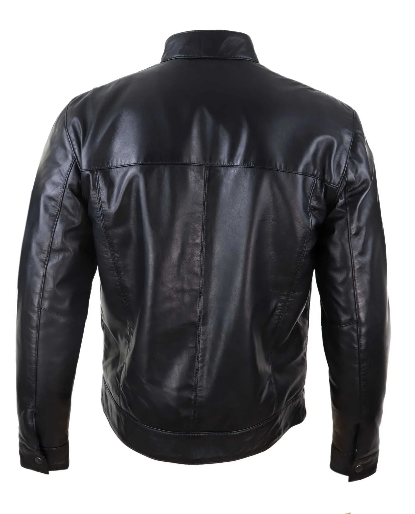 Leather Jacket Nehru Grandad Collar Biker
