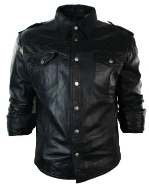 Leather Shirt Jacket Casual Retro