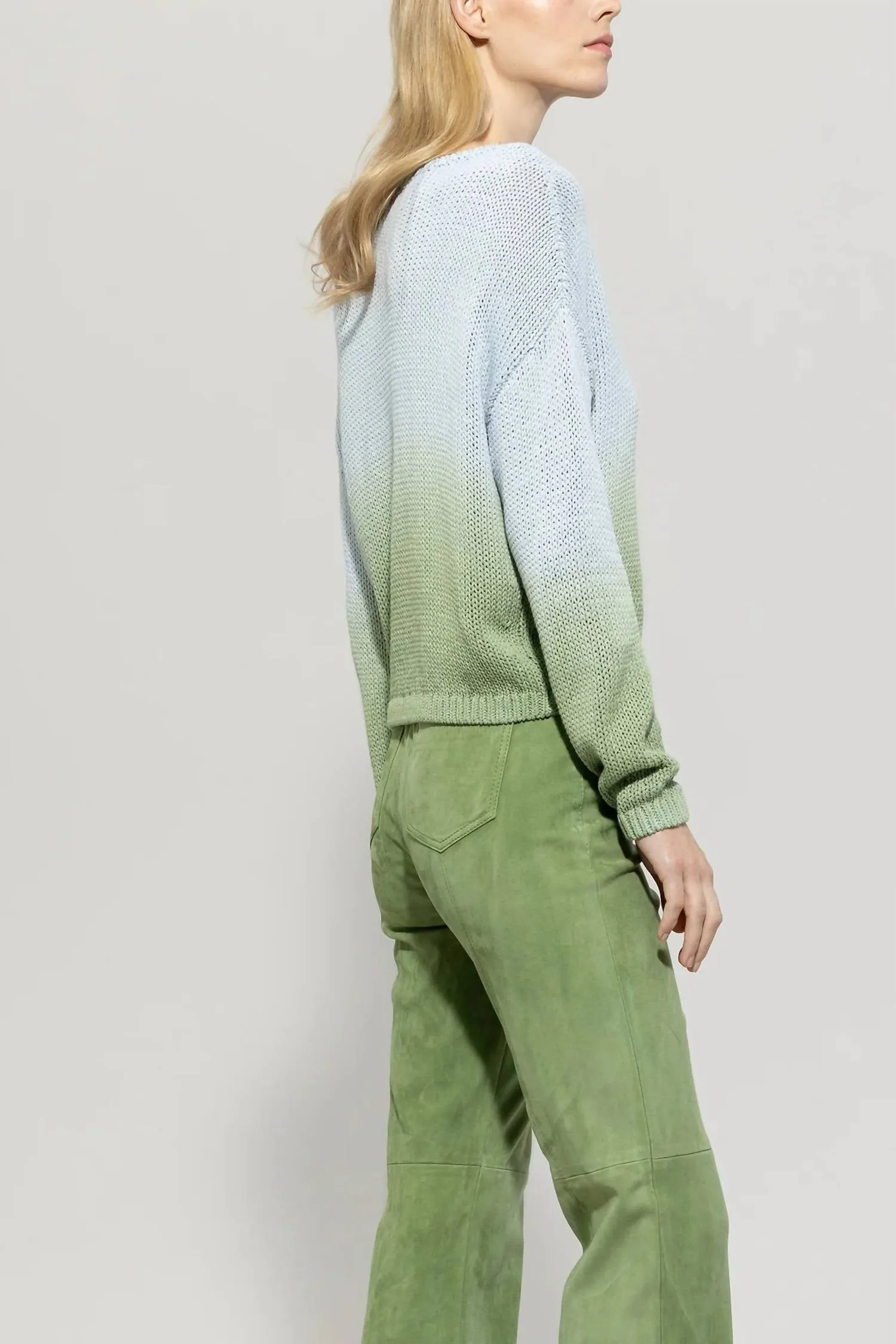 Linen-Blend Sweater In Blue/green Multi