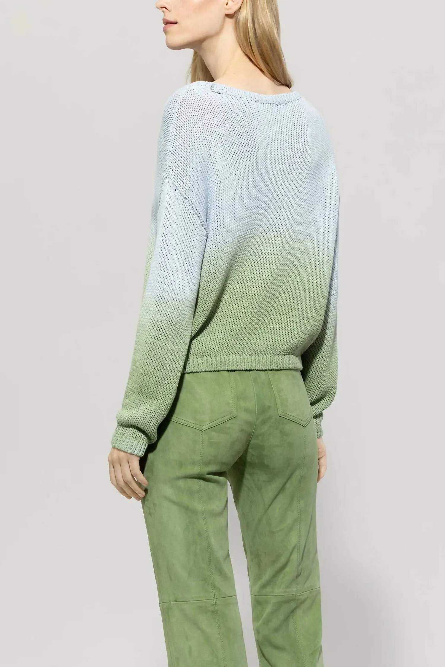 Linen-Blend Sweater In Blue/green Multi