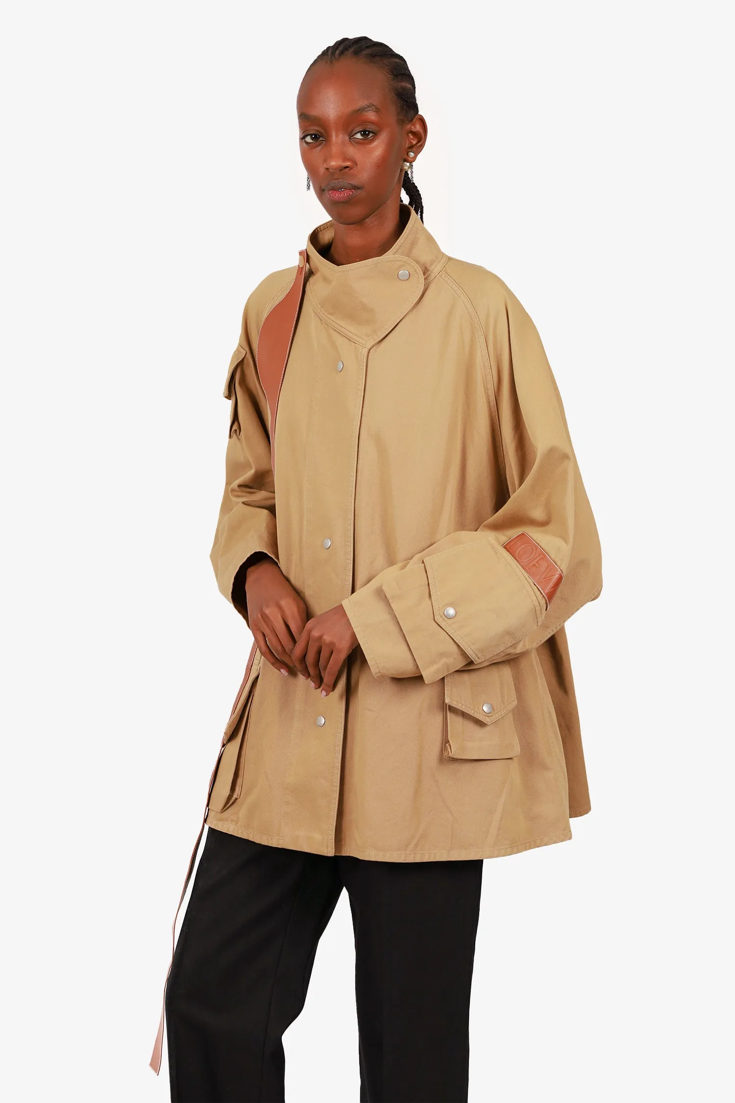 Loewe Khaki Oversized Patch Pocket Military Parka Size S Mens