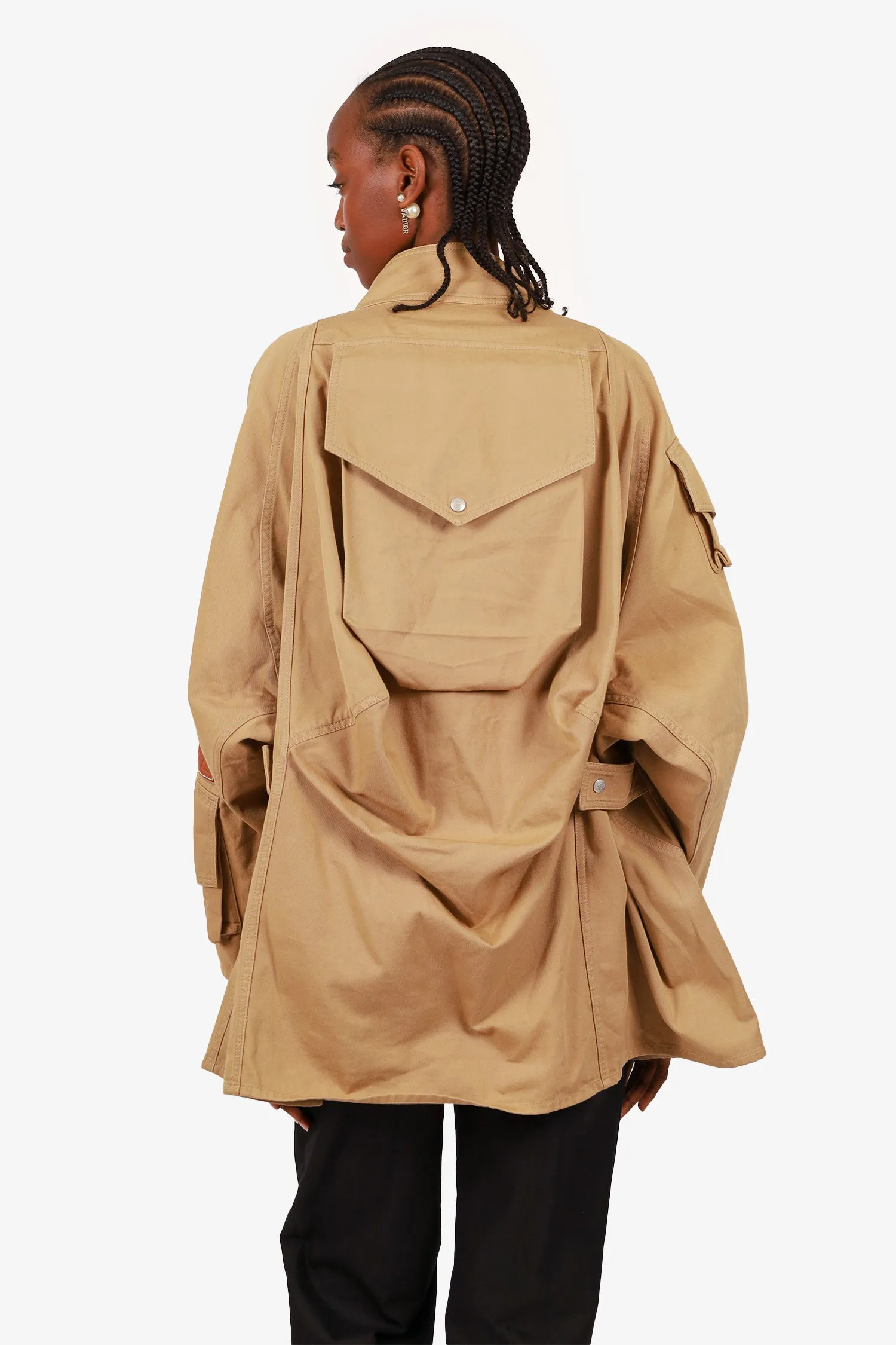Loewe Khaki Oversized Patch Pocket Military Parka Size S Mens