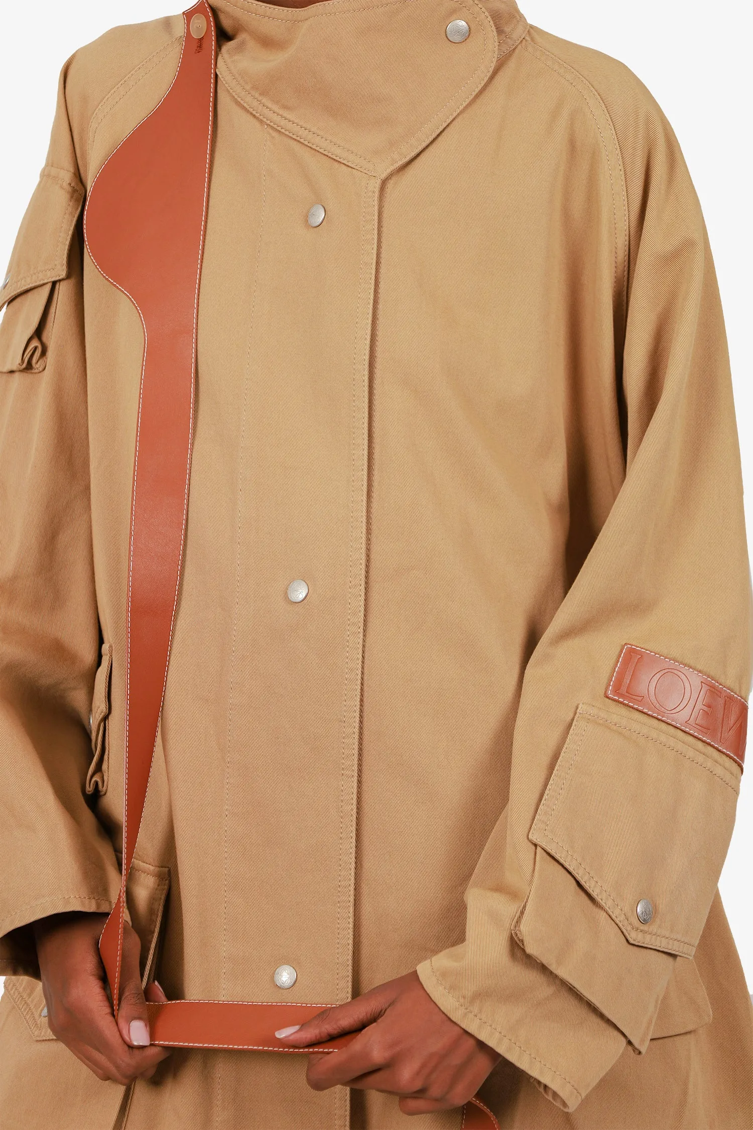 Loewe Khaki Oversized Patch Pocket Military Parka Size S Mens