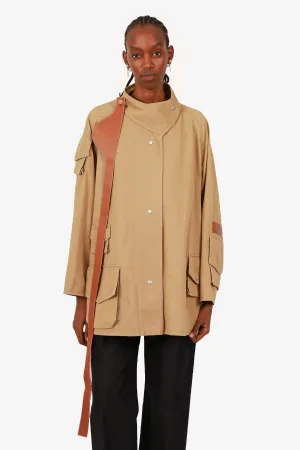 Loewe Khaki Oversized Patch Pocket Military Parka Size S Mens