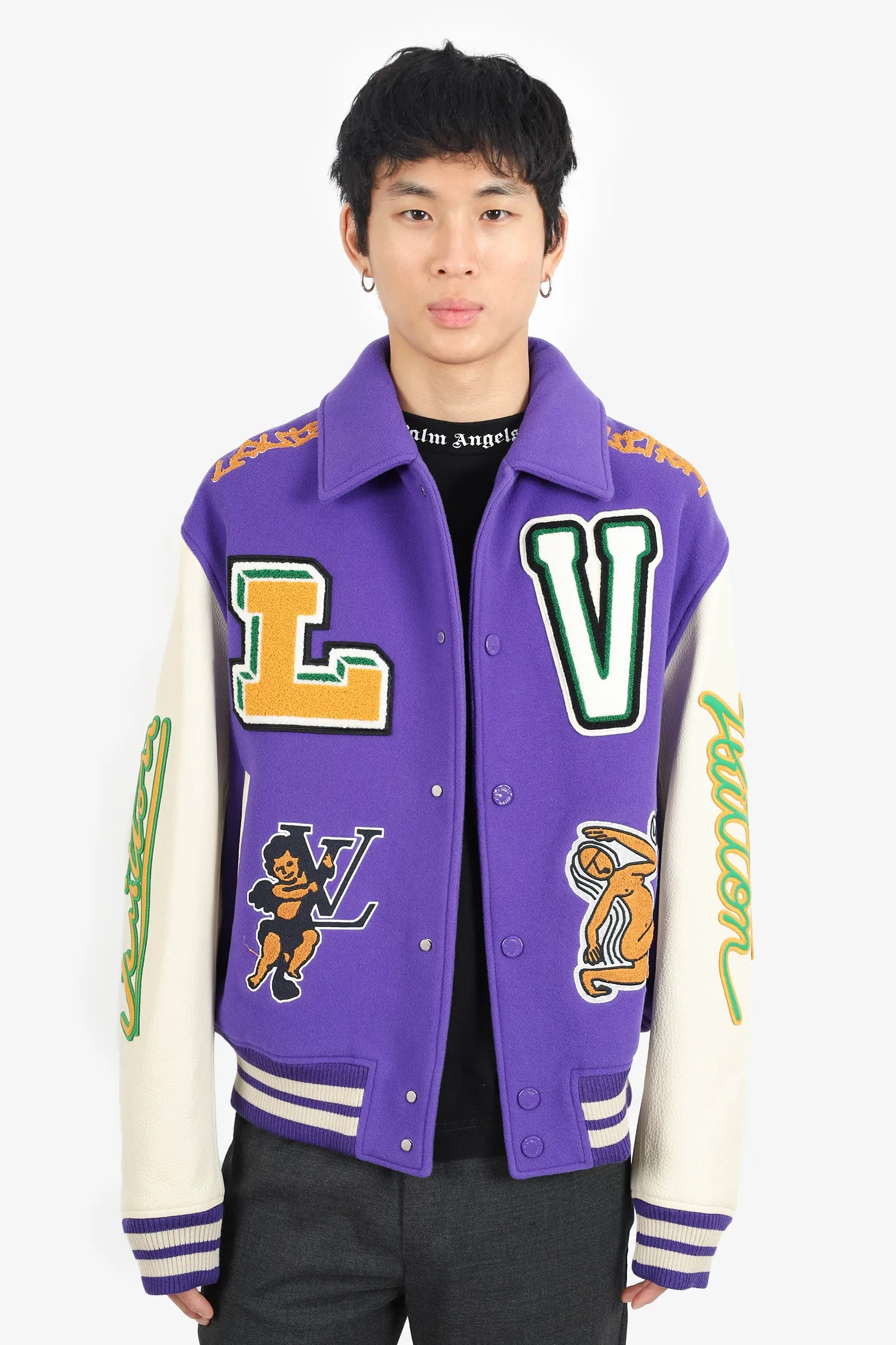 Louis Vuitton FW22 Purple/White Varsity Jacket Size 50 Mens