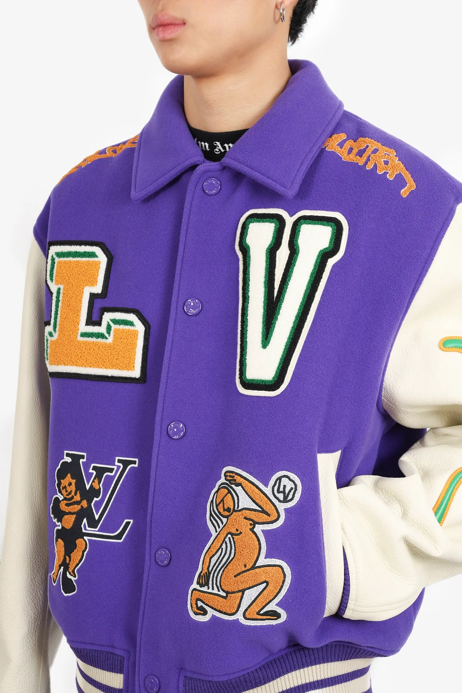 Louis Vuitton FW22 Purple/White Varsity Jacket Size 50 Mens