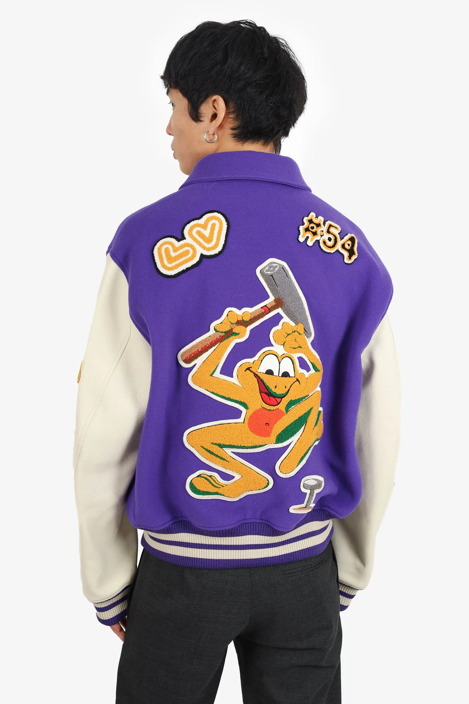 Louis Vuitton FW22 Purple/White Varsity Jacket Size 50 Mens