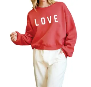Love Graphic Sweatshirt In Cranberry Heather