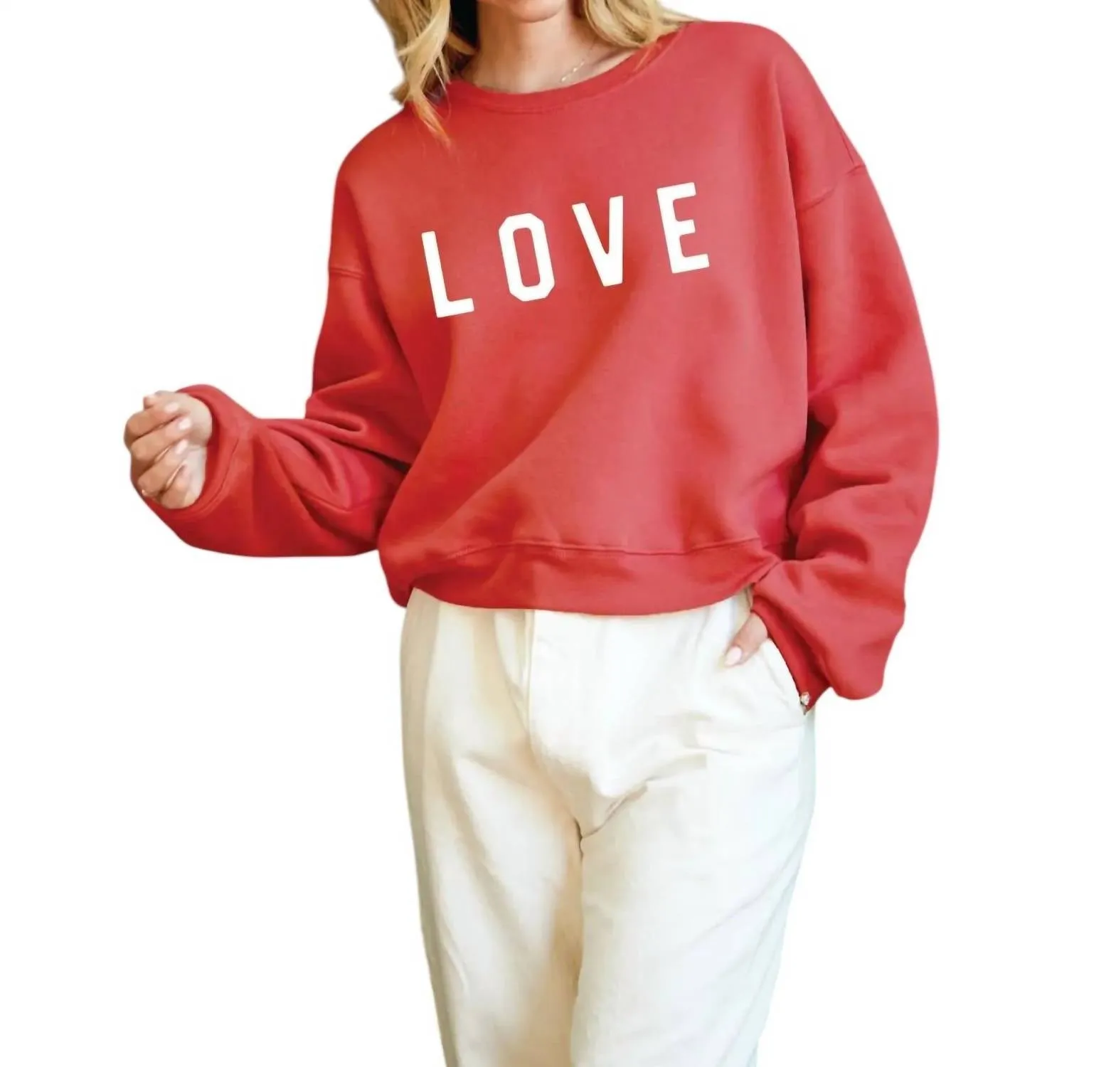 Love Graphic Sweatshirt In Cranberry Heather