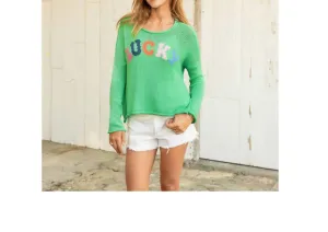 Lucky Multi Color Crew Sweater In Green/multi