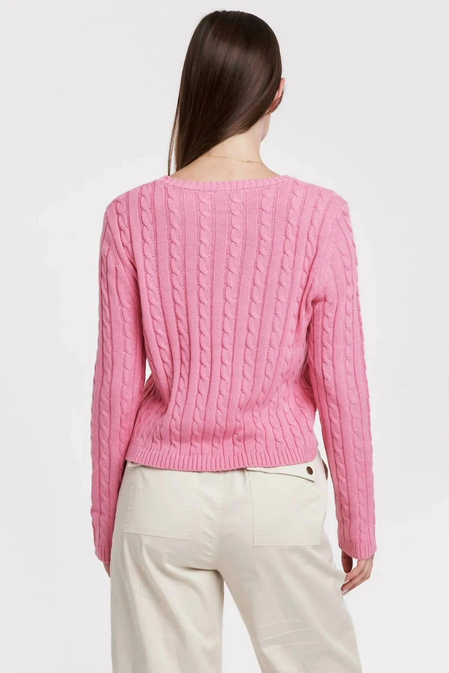 Lupe Cable Knit Sweater In Soft Cherry