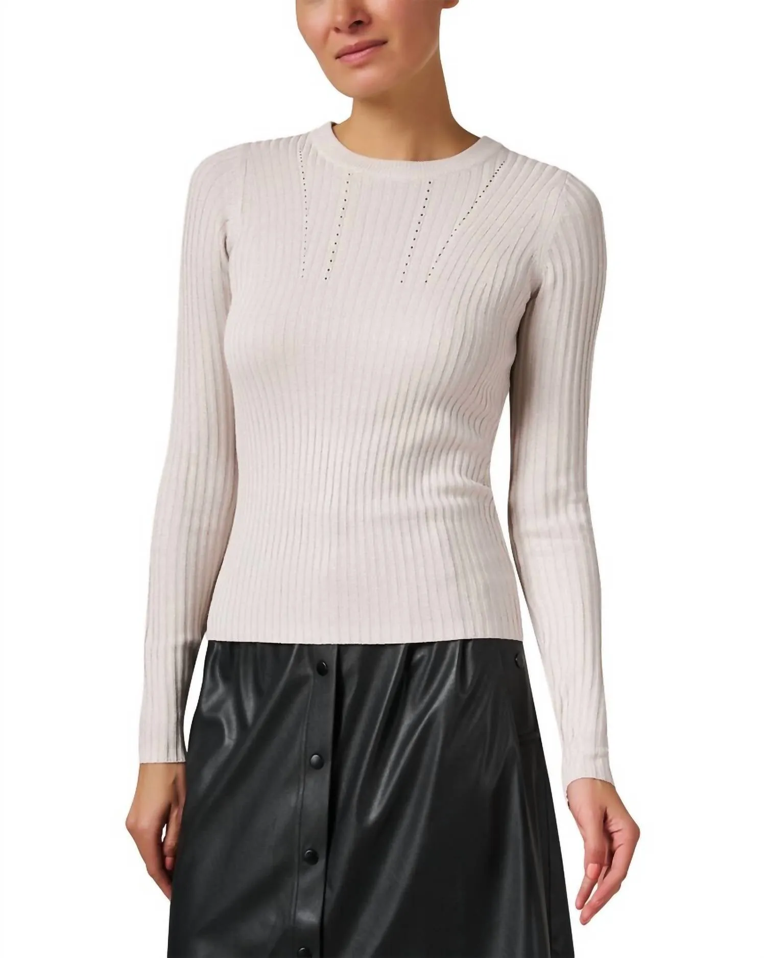 Lurex Shine Ribbed Top In Pale Pink Shine