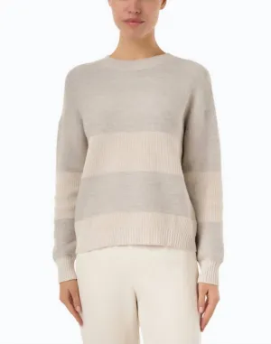 Lurex Stripe Crew Sweater In Champagne