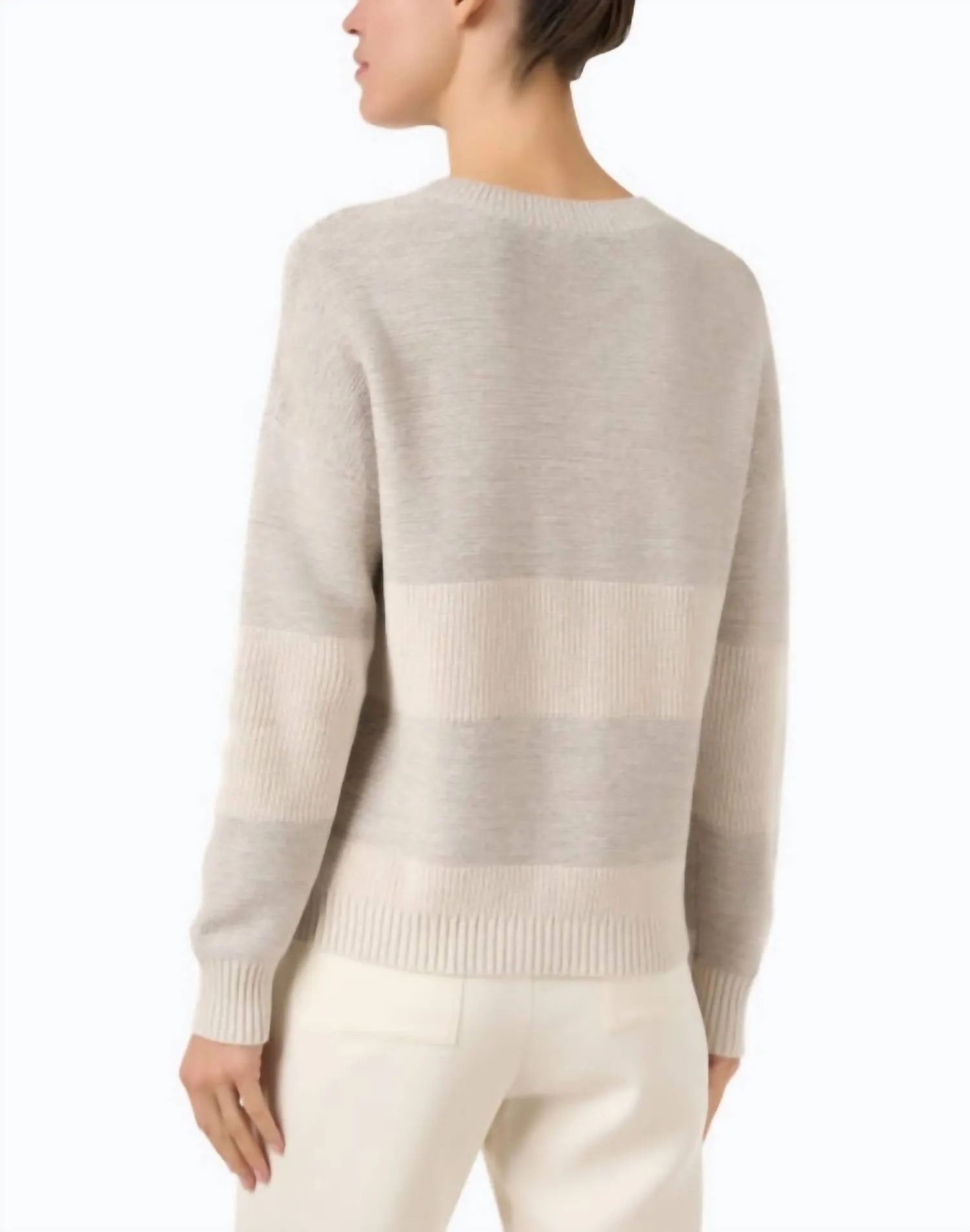 Lurex Stripe Crew Sweater In Champagne