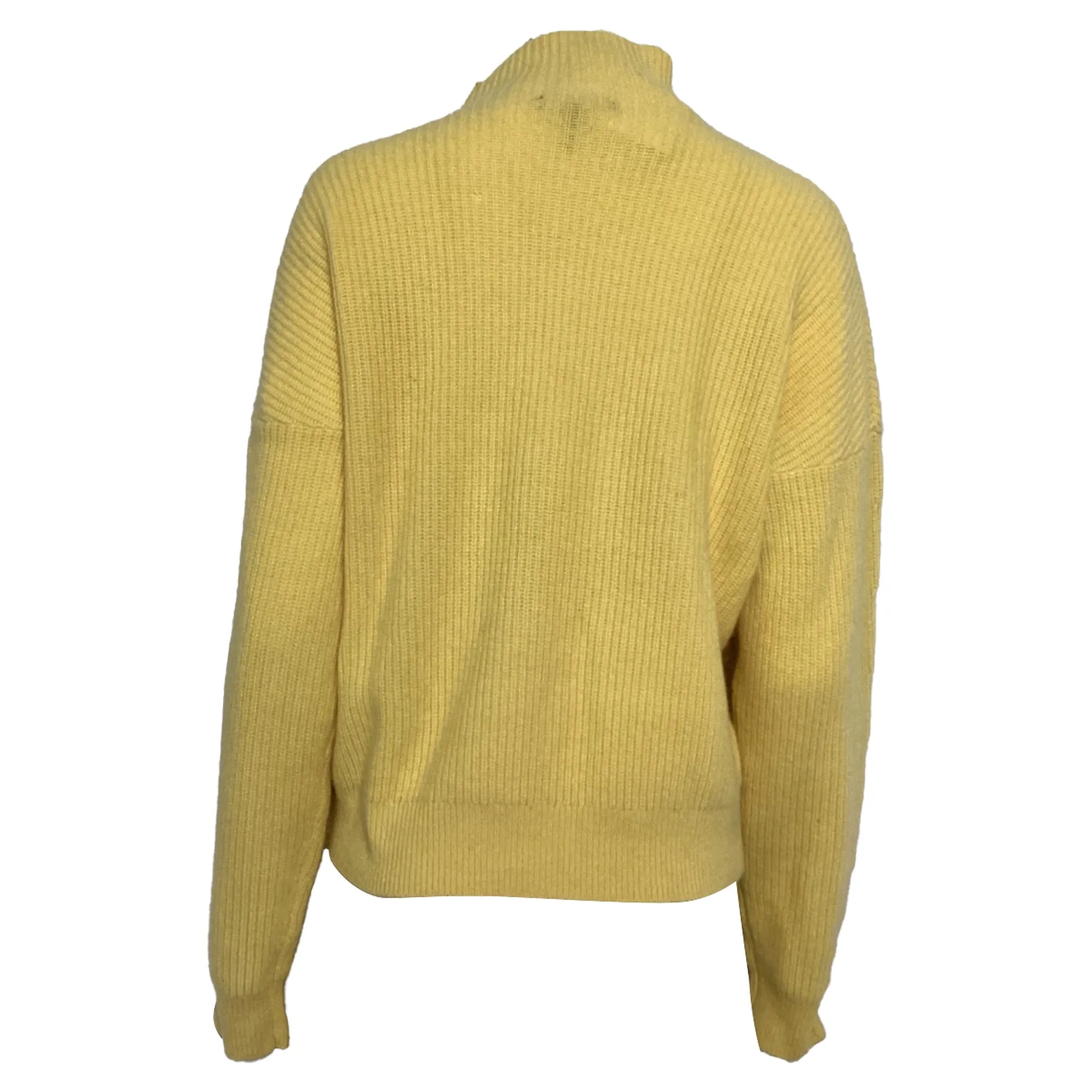 Maje Knitted Pullover w/ Side Fasteners in Yellow Cashmere
