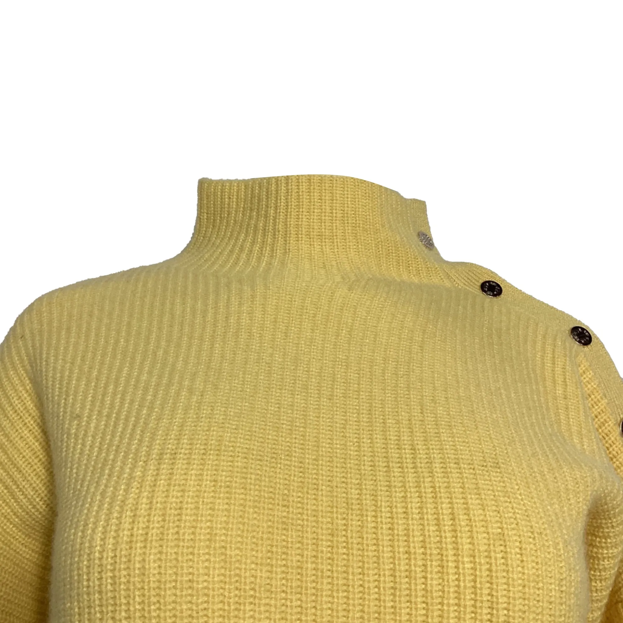 Maje Knitted Pullover w/ Side Fasteners in Yellow Cashmere
