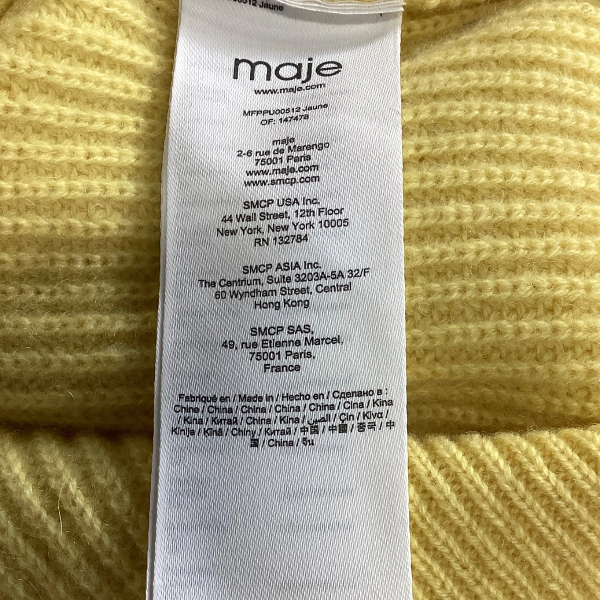 Maje Knitted Pullover w/ Side Fasteners in Yellow Cashmere
