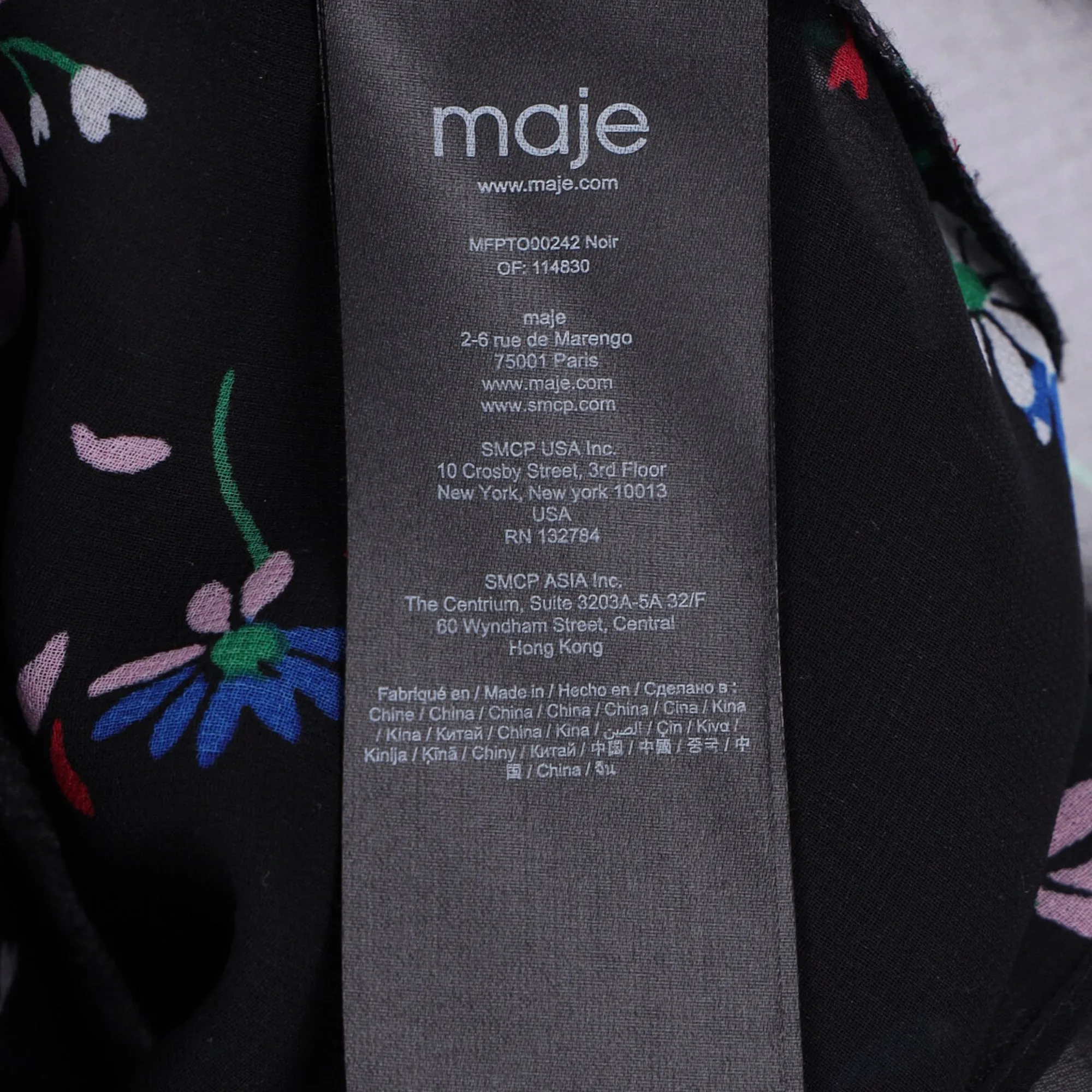 Maje Letra Ruffled Floral-Print Top In Black Polyester