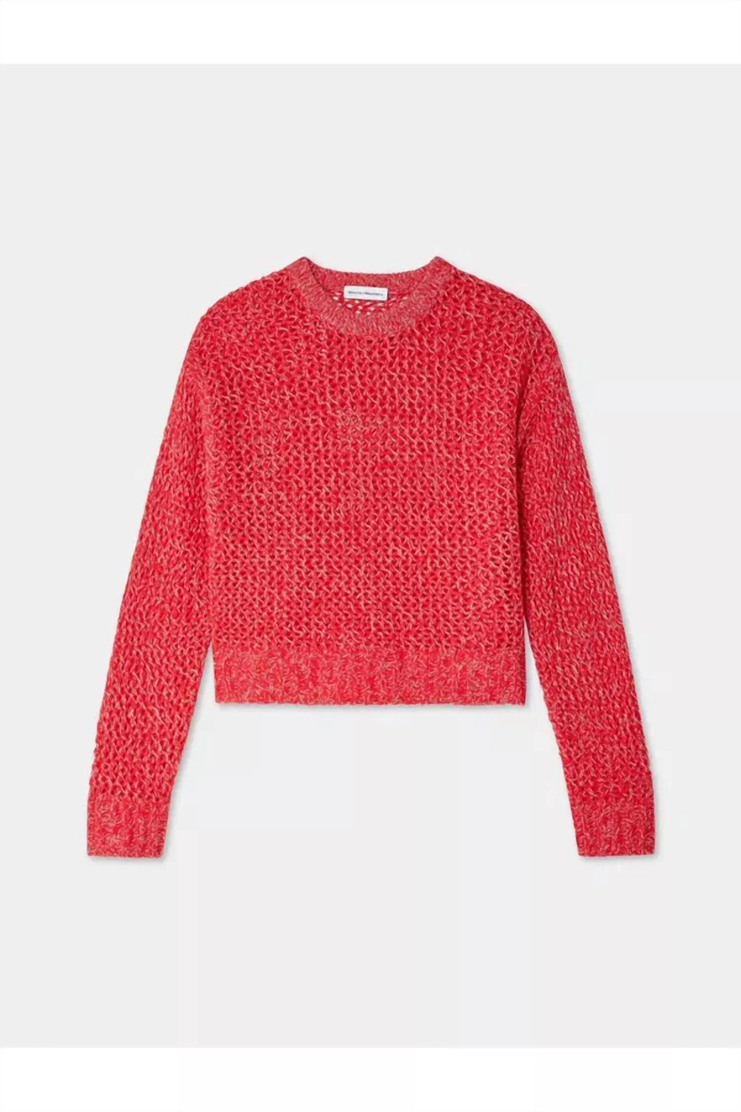 Marbled Mesh Crewneck Sweater In Bright Scarlet Combo