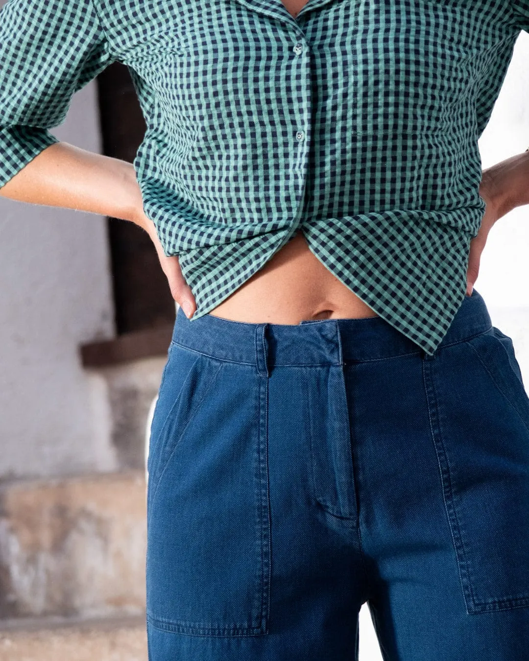 Margate Women's Cotton Trousers | Textured Denim