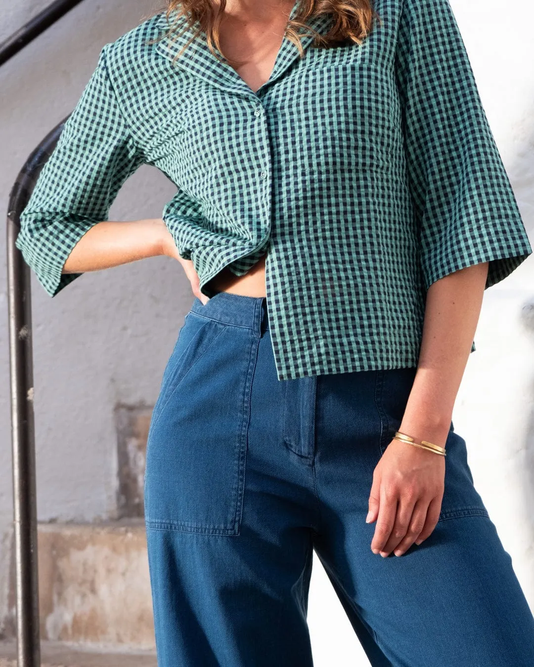 Margate Women's Cotton Trousers | Textured Denim