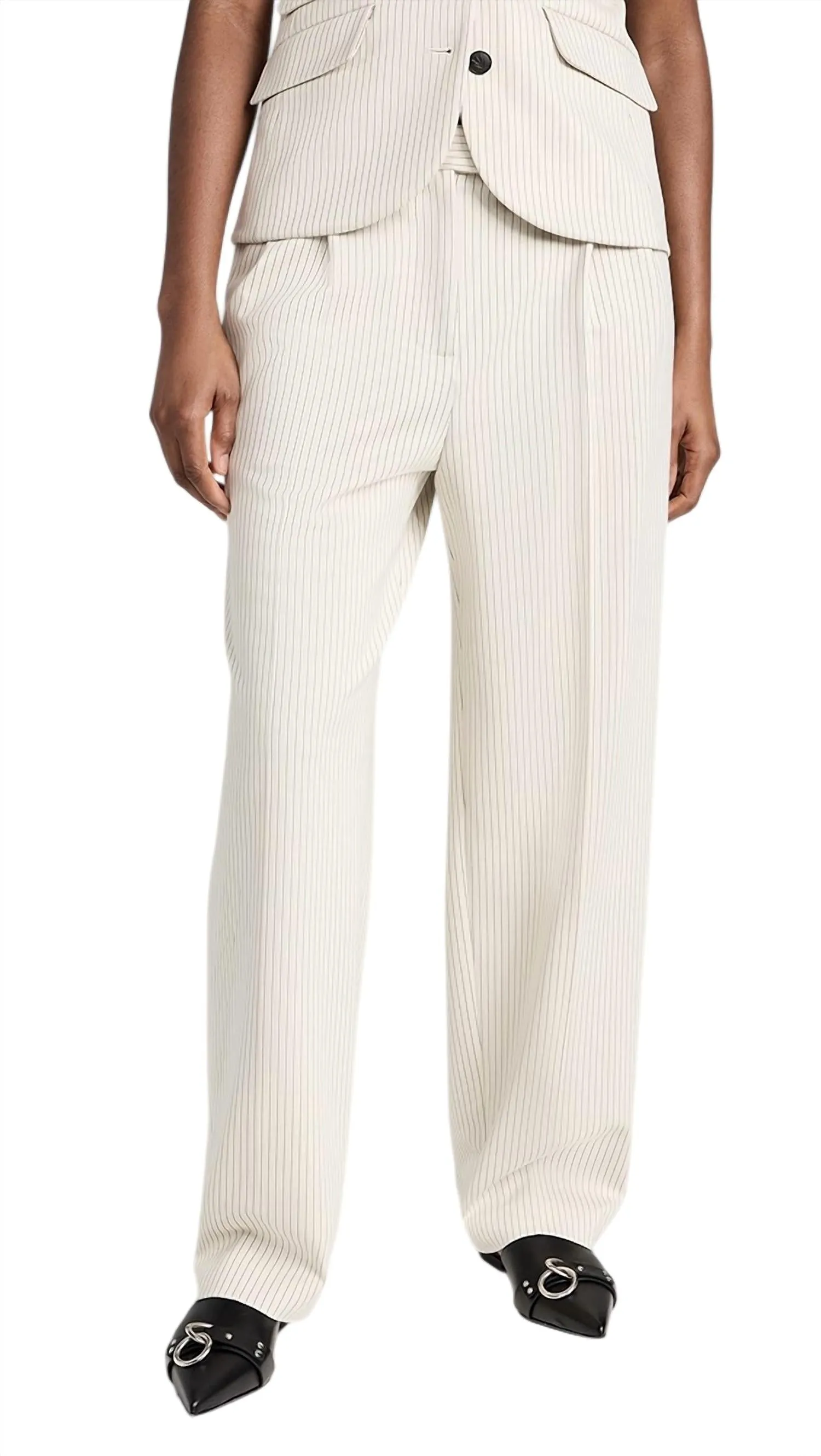 Marianne Ponte Pant In Ivory/strip