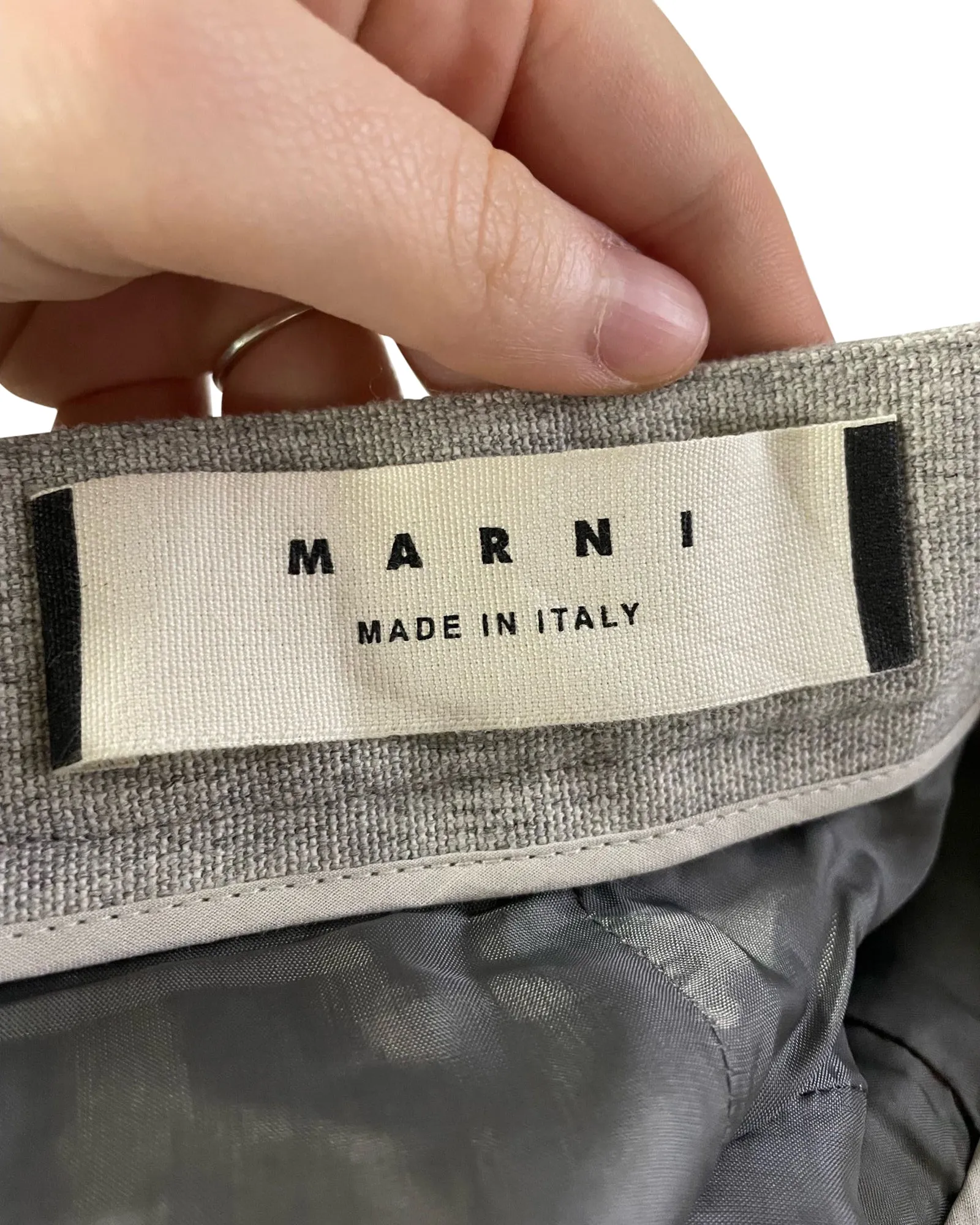 Marni Folded Hem Trousers in Grey Cupro