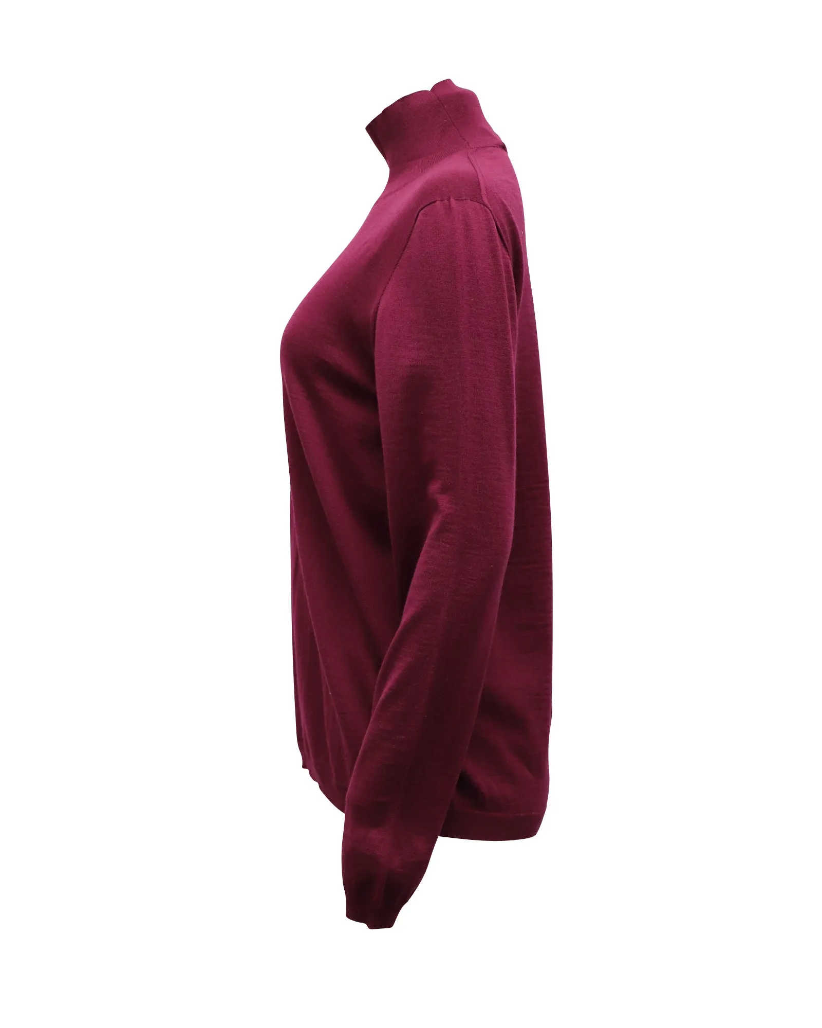 Marni Long Sleeve Turtleneck Sweater in Maroon Wool
