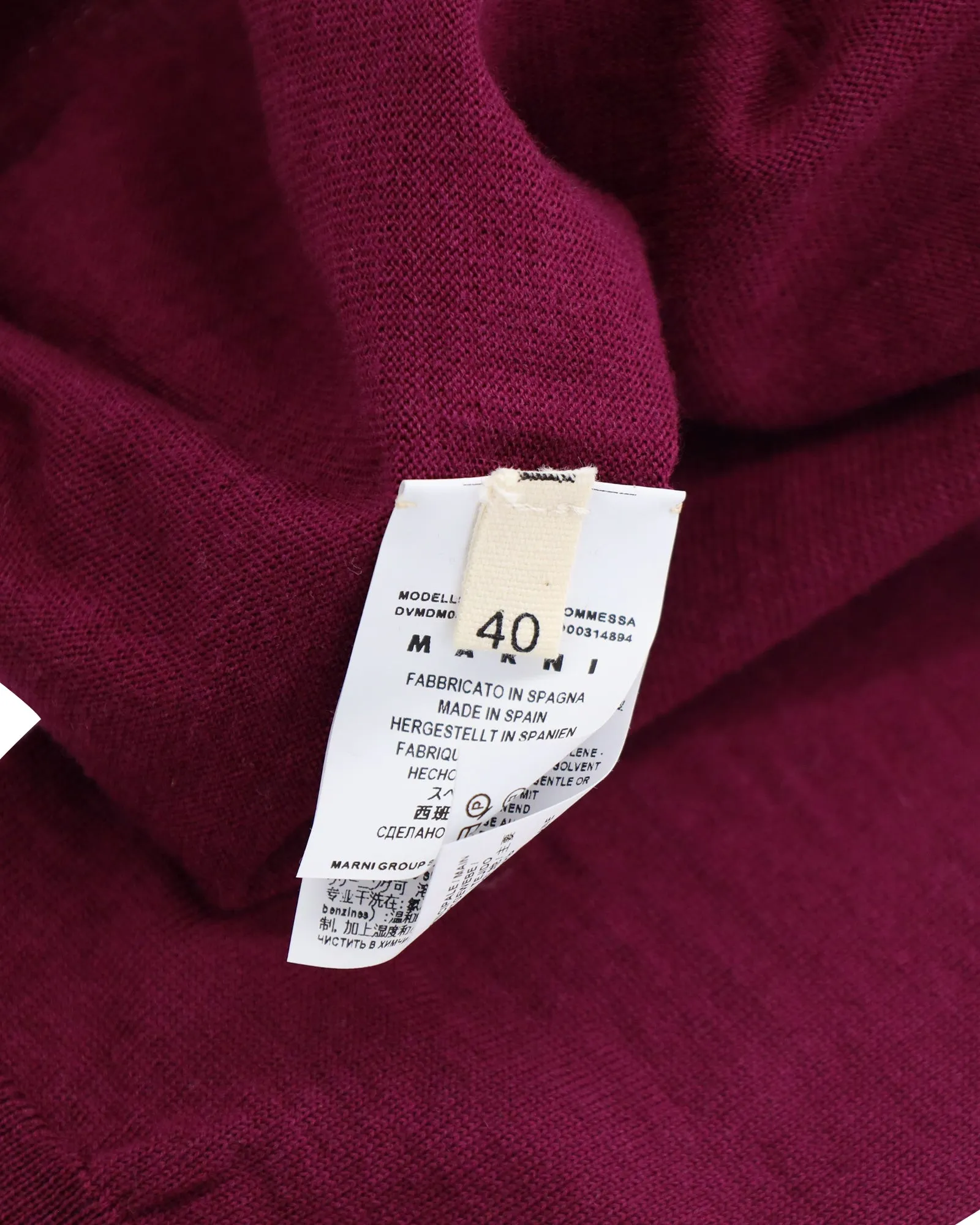 Marni Long Sleeve Turtleneck Sweater in Maroon Wool