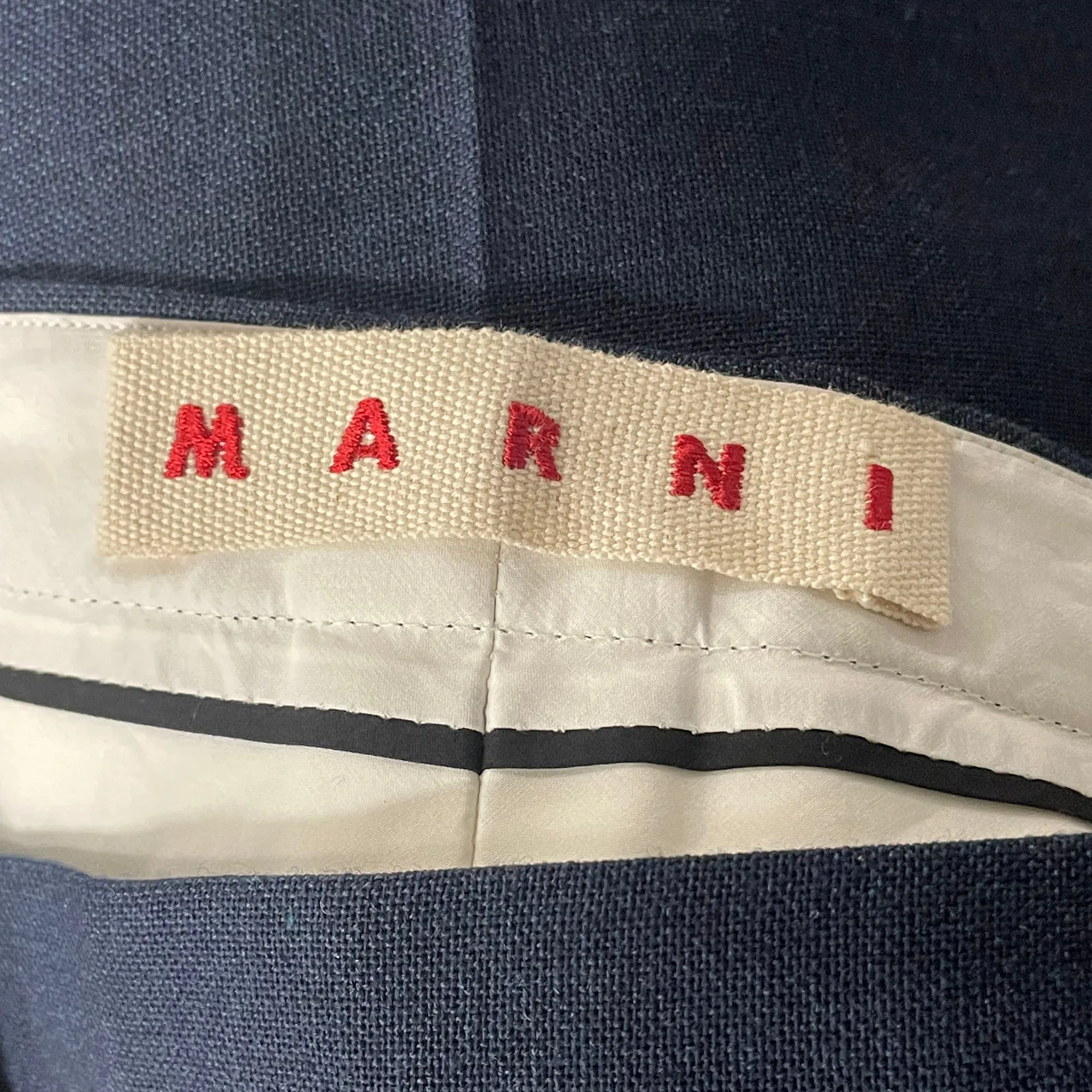 Marni Straight Leg Trousers in Blue Wool