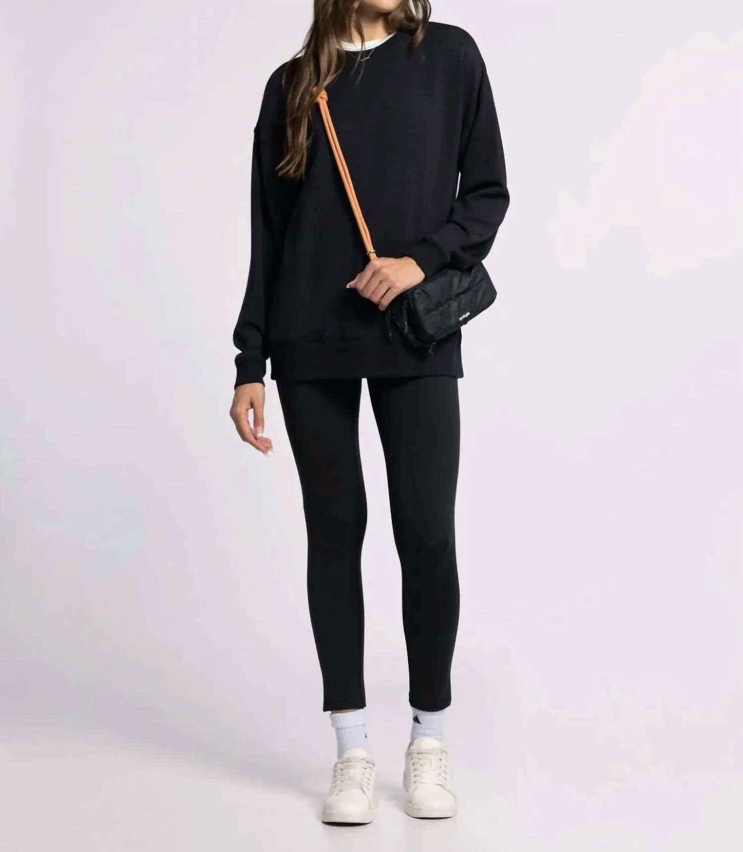 Martina Oversized Crew Sweater In Black
