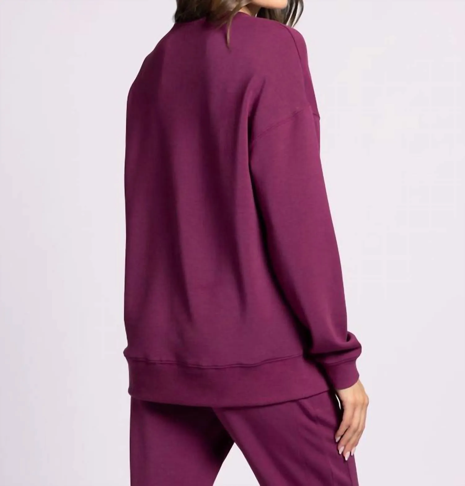 Martina Oversized Crew Sweater In Purple Potion