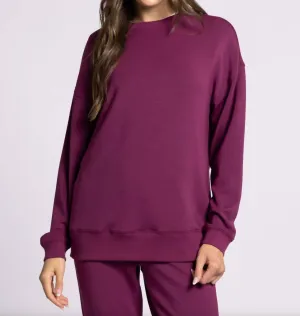 Martina Oversized Crew Sweater In Purple Potion