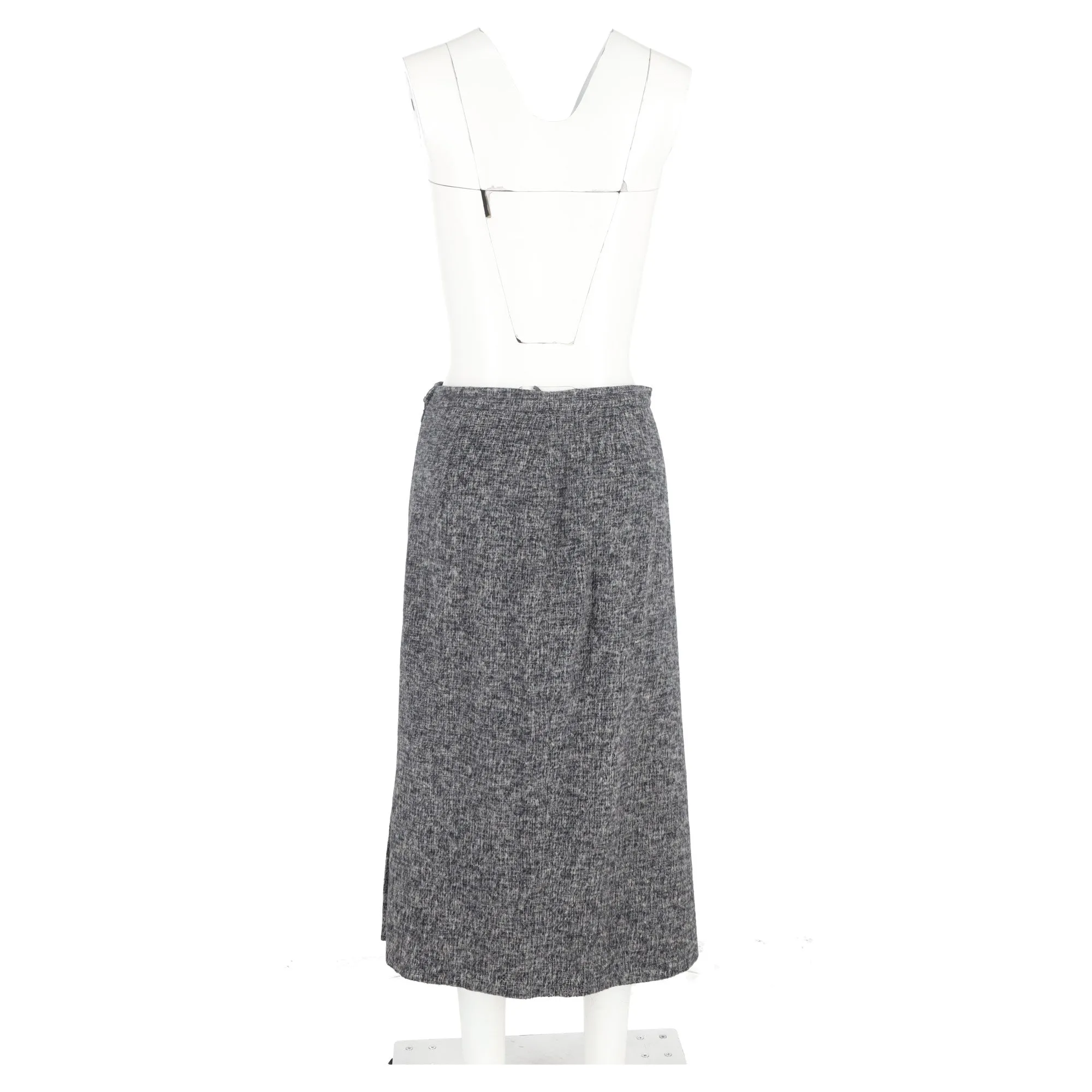 Max Mara Midi A-Line Skirt in Grey Wool