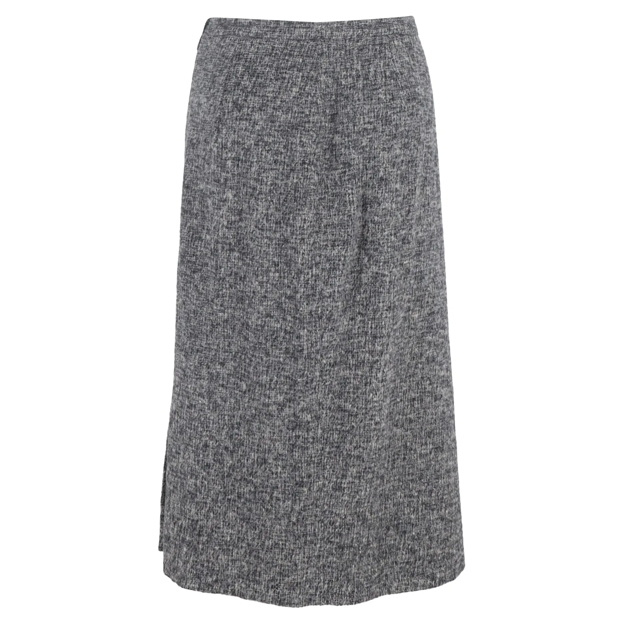 Max Mara Midi A-Line Skirt in Grey Wool