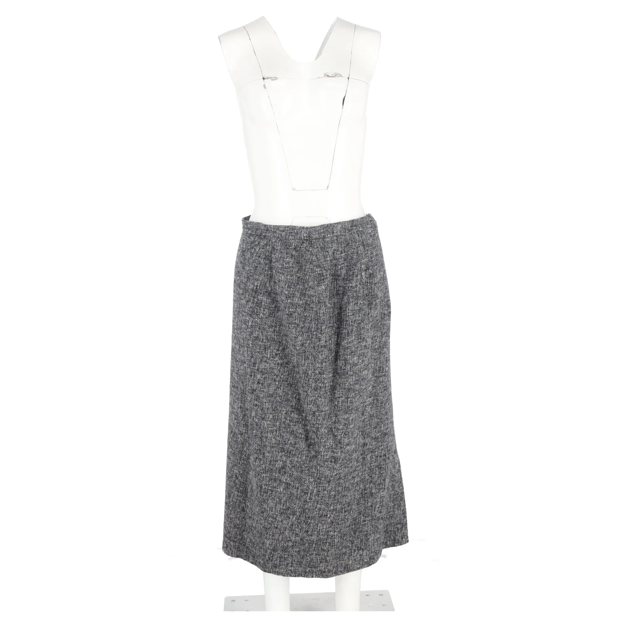 Max Mara Midi A-Line Skirt in Grey Wool