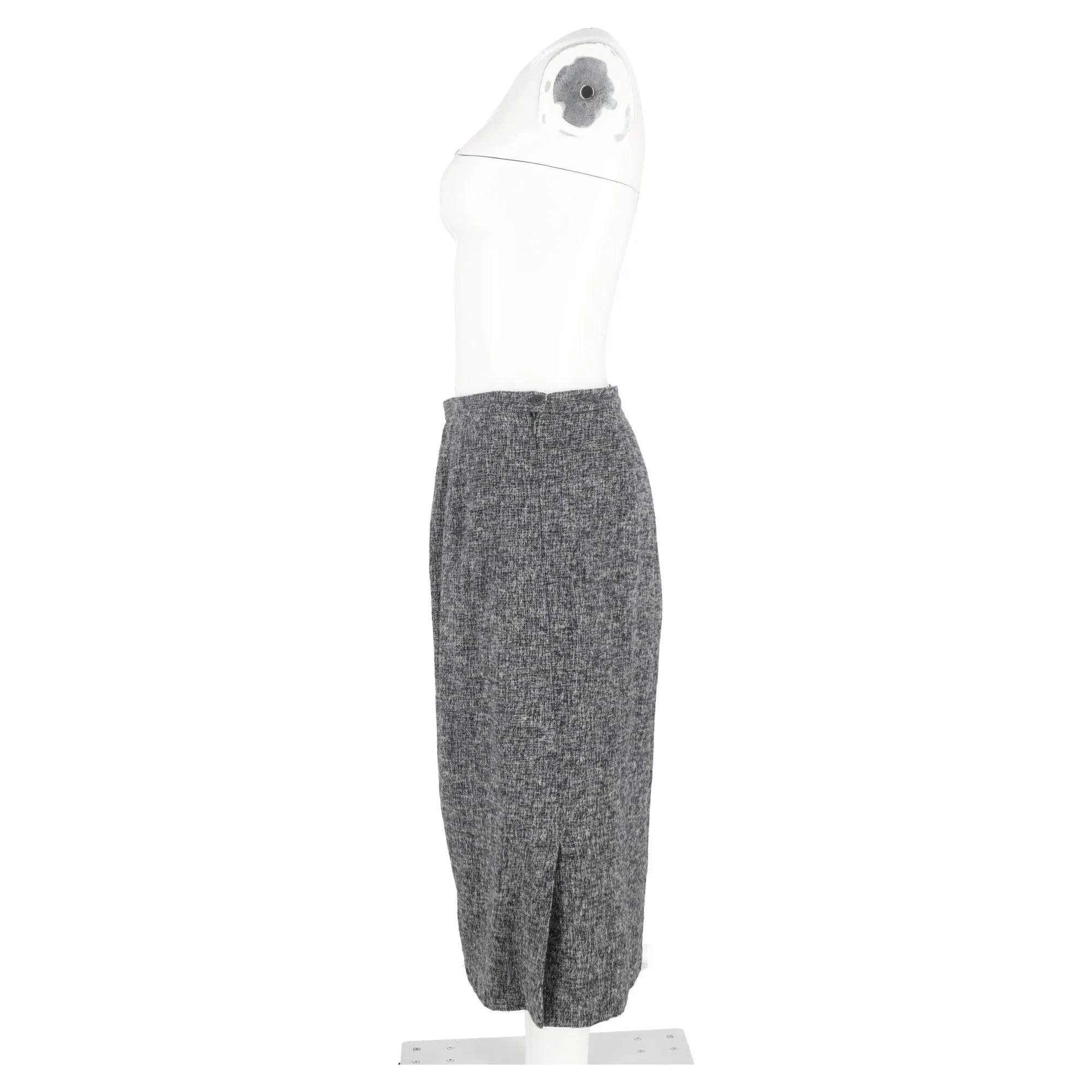 Max Mara Midi A-Line Skirt in Grey Wool