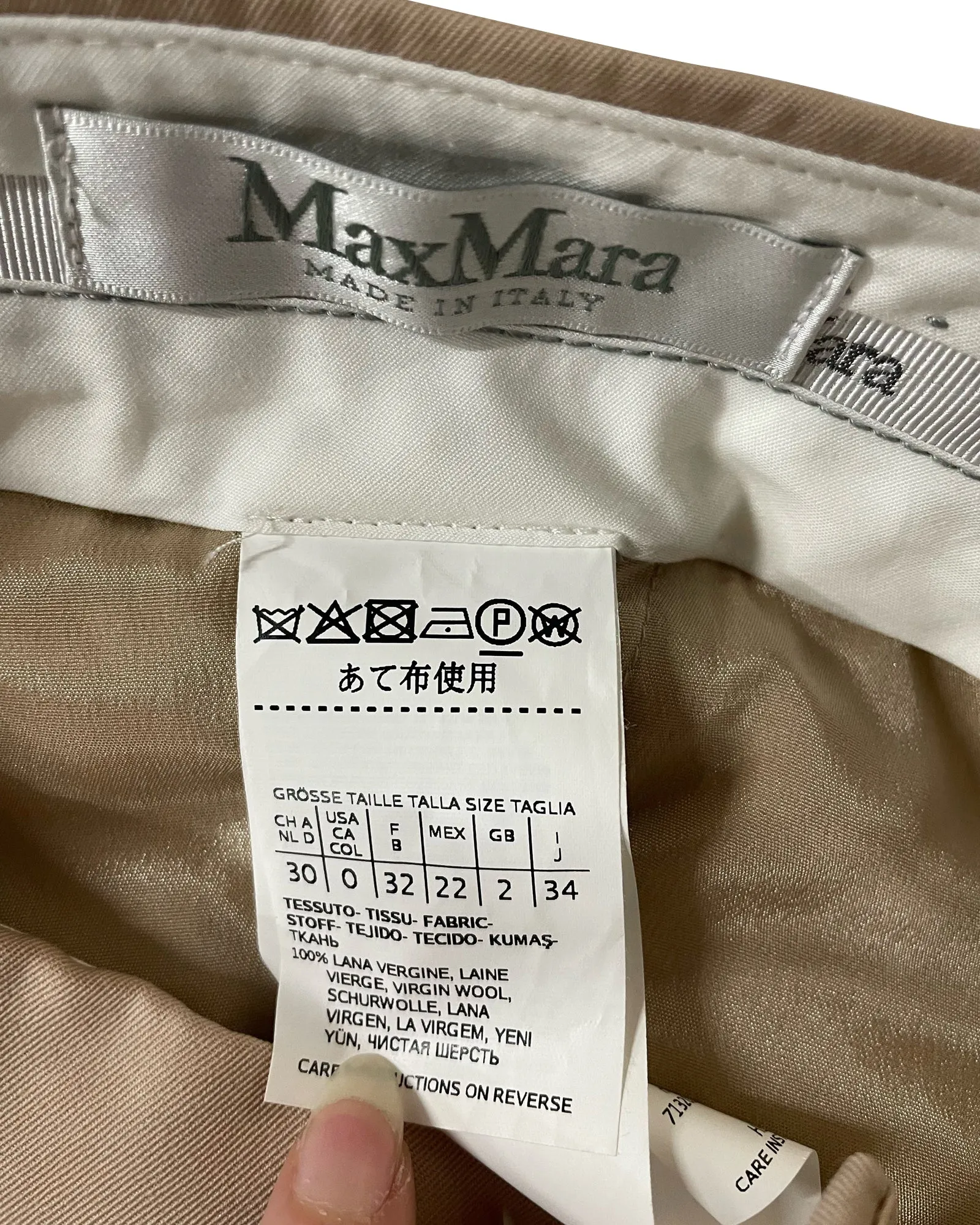 Max Mara Pleated Wide-leg Trousers in Beige Wool