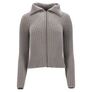 Max Mara Weekend Knitted Zipped Sweater in Grey Wool