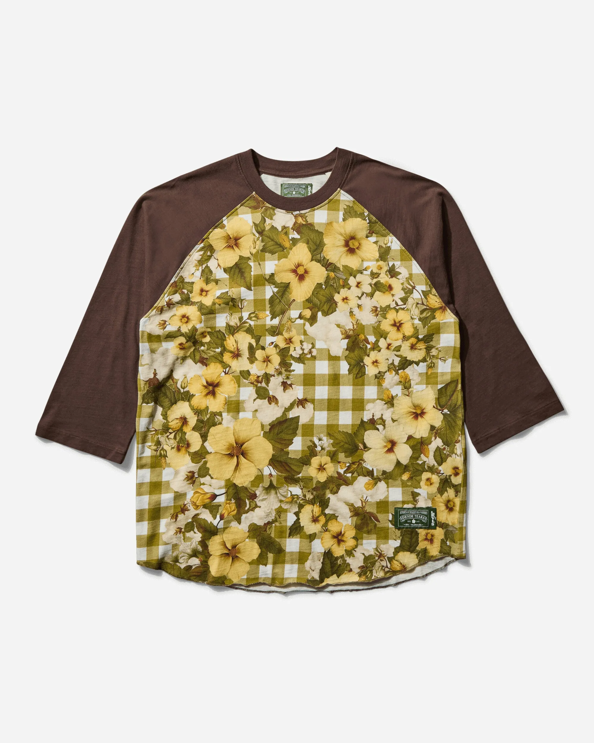 Men's Denim Tears Baseball T-Shirt Floral Gingham Gold